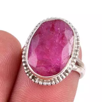 Red Ruby(Simulated) Gemstone Handmade 925 Sterling Silver Gift Ring S.5.5 k5T57
