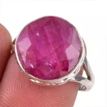 Red Ruby(Simulated) Gemstone Handmade 925 Sterling Silver Jewelry Ring S.8 i6B64