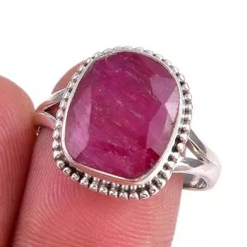 Red Ruby(Simulated) Gemstone Handmade 925 Sterling Silver Gift Ring S.8.5 D0E44