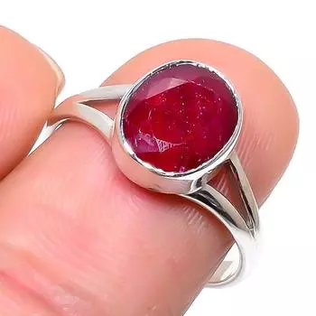 Red Ruby(Simulated) Gemstone Handmade 925 Sterling Silver Jewelry Ring S.9 D6v88