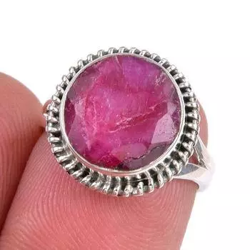 Red Ruby(Simulated) Gemstone Handmade 925 Sterling Silver Gift Ring S.5.5 z4v89