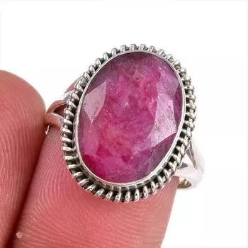 Red Ruby(Simulated) Gemstone Handmade 925 Sterling Silver Jewelry Ring S.7 L9s64