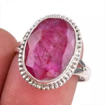 Red Ruby(Simulated) Gemstone Handmade 925 Sterling Silver Gift Ring S.7.5 h6l79