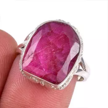 Red Ruby(Simulated) Gemstone Handmade 925 Sterling Silver Gift Ring S.7.5 A7D41