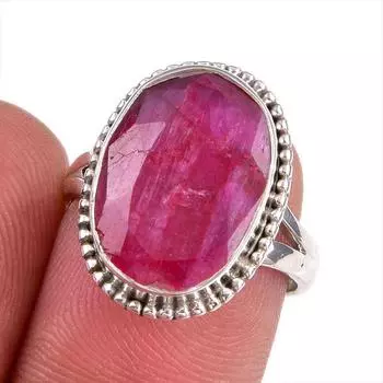 Red Ruby(Simulated) Gemstone Handmade 925 Sterling Silver Gift Ring S.6.5 D9e58