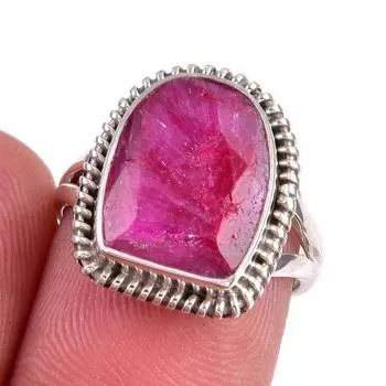 Red Ruby(Simulated) Gemstone Handmade 925 Sterling Silver Gift Ring S.5.5 z1r22