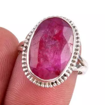 Red Ruby(Simulated) Gemstone Handmade 925 Sterling Silver Gift Ring S.6.5 S3Y34