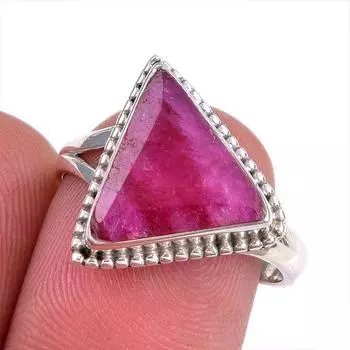 Red Ruby(Simulated) Gemstone Handmade 925 Sterling Silver Gift Ring S.7.5 O4Q30