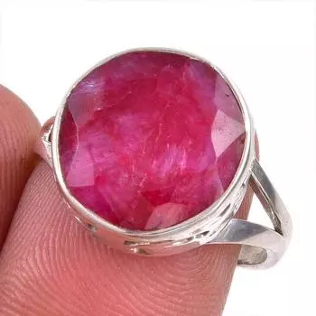 Red Ruby(Simulated) Gemstone Handmade 925 Sterling Silver Jewelry Ring S.8 H2A60