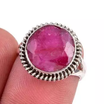 Red Ruby(Simulated) Gemstone Handmade 925 Sterling Silver Gift Ring S.5.5 m9m24