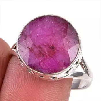 Red Ruby(Simulated) Gemstone Handmade 925 Sterling Silver Jewelry Ring S.10 r7S37