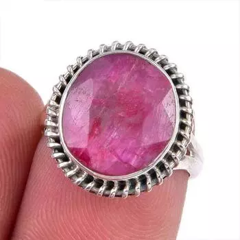 Red Ruby(Simulated) Gemstone Handmade 925 Sterling Silver Jewelry Ring S.5 o7R45