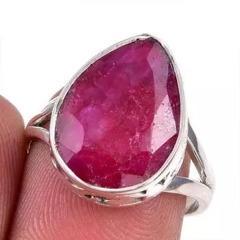 Red Ruby(Simulated) Gemstone Handmade 925 Sterling Silver Gift Ring S.7.5 l1v06
