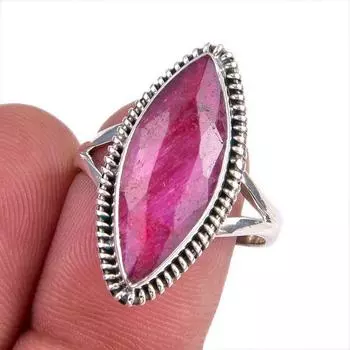 Red Ruby(Simulated) Gemstone Handmade 925 Sterling Silver Gift Ring S.8.5 Q4h38