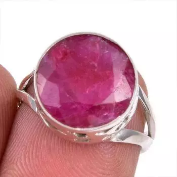 Red Ruby(Simulated) Gemstone Handmade 925 Sterling Silver Jewelry Ring S.6 K6m30