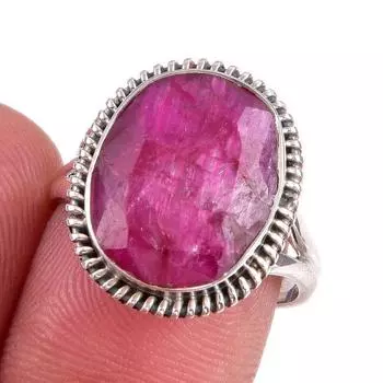 Red Ruby(Simulated) Gemstone Handmade 925 Sterling Silver Gift Ring S.7.5 W9e19