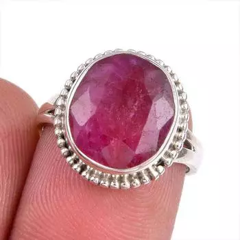Red Ruby(Simulated) Gemstone Handmade 925 Sterling Silver Jewelry Ring S.6 a0u16