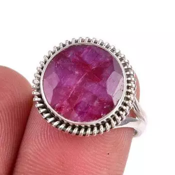 Red Ruby(Simulated) Gemstone Handmade 925 Sterling Silver Jewelry Ring S.6 s6h59