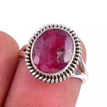 Red Ruby(Simulated) Gemstone Handmade 925 Sterling Silver Jewelry Ring S.6 L0z57