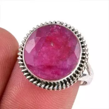 Red Ruby(Simulated) Gemstone Handmade 925 Sterling Silver Jewelry Ring S.7 v1i29