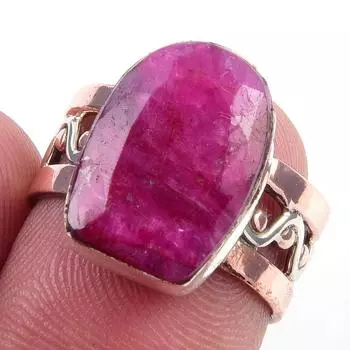 Red Ruby(Simulated) Handmade 925 Sterling Silver Jewelry Two Tone Ring S.6 q6w95