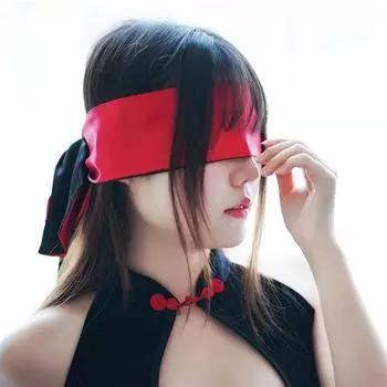 Red Sexy Blindfold Opaque Abstinence Veil Eye Mask Blindfold Ribbon Play