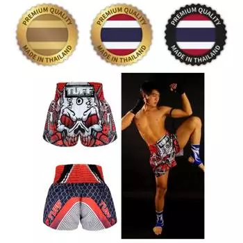 Red Skull Skeleton MMA Kickboxing Boxing Shorts Retro Vintage Pants Print 3D Microfiber Elastic Fight Martial Art Training Fitness Gym Workout