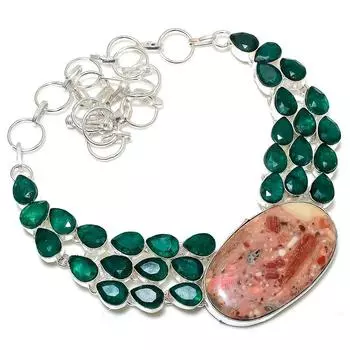 Ожерелье из серебра 925 пробы с красным змеиным камнем ручной работы 18 дюймов A9w43 красный