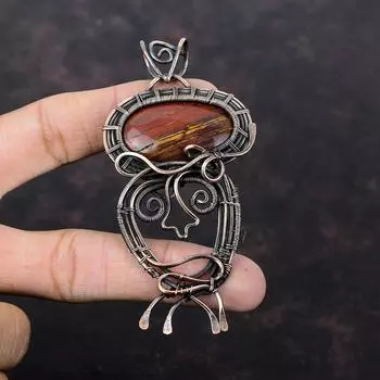 Red Snakeskin Jasper Pendant Copper Wire Wrapped Pendant Natural Gemstone Pendant Handmade Designer Pendant Copper Wire Jewelry Gift For Mom