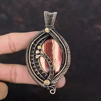 Red Snakeskin Jasper Pendant Copper Wire Wrapped Pendant Gemstone Pendant Copper Jewelry For Gift Amazing Pendant Handmade Wire Wrap Jewelry