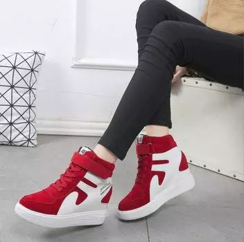 red sneakers women 2024 High top Platform Sneakers women Casual Wedges shoes Womens Shoes Black Platform Vulcanize Shoes Women 35 чёрный