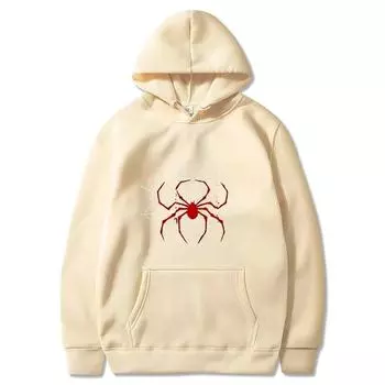 Red Spider Print Hoodie Men s Autumn and Winter Street Fashion Daily Versatile Hoodie Loose Hooded Sweatshirt Fashion S