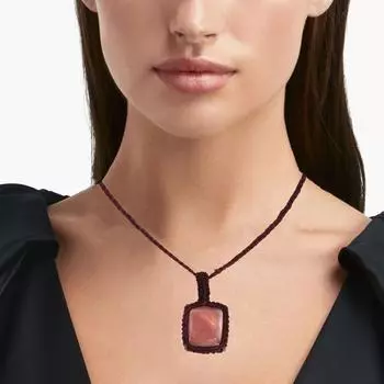 Red Sunsitara Gemstone Thred Holloween Gifted Jewelry Macrame Necklace 20-32 in