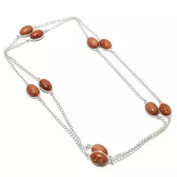 Ювелирные изделия из серебра 925 пробы с красным солнечным камнем 36 дюймов p8U69 красный