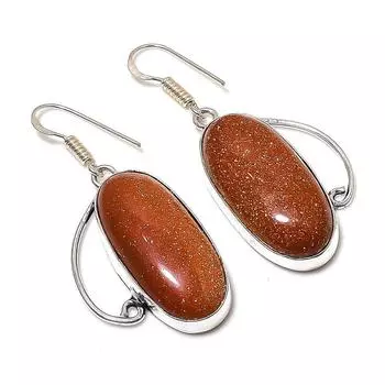 Red Sunstone Gemstone Handmade 925 Sterling Silver Jewelry Earring 1.97 a5B97