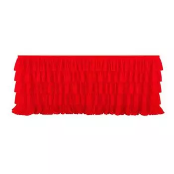 Red Tulle Table Skirt for 6ft/9ft Rectangle Tables Wrinkle Free Ruffled Tablecloths for Baby Shower Party Wedding Birthday Cake Dessert Table Decor 6