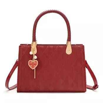 Red Wedding Gift Middle-Aged Daily Handbag Red