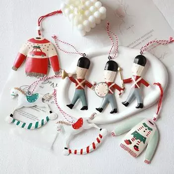 Red&White Drop Ornaments Nordic Xmas Tree Decor Craft Embellishment Festival 6