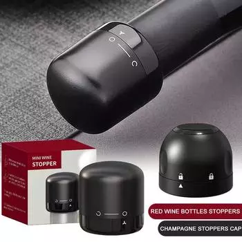 Red Wine Bottles Stoppers Sealing Cap Kitchen Tool Wine Champagne Stoppers Cap Mini Preservation Spin Leak Proof Stoppers Tool