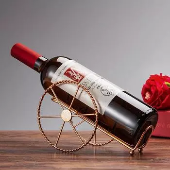 Red Wine Retro Metal Rack Bronze Iron Wheels Design Wine Holder Home Bar Decor Shelf Display Beer Whisky Wine Bottles Holder
