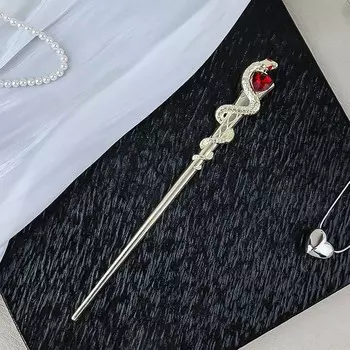 Red Zircon Snake Shape Hair Sticks Hairpin for Women Chinese Style Trendy Punk Metal Crystal Hair Accessories Headwear Hairstyle