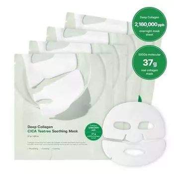 Редактор ингредиентов Deep Collagen Cica Tea Tree успокаивающая маска 4 шт.