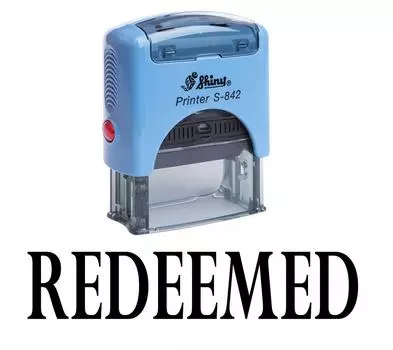REDEEMED Self Inking Rubber Stamp Office Стационарная индивидуальная блестящая печать Impression Area 14 mm x 38 mm чёрный