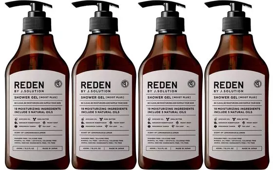 REDEN SHOWER GEL MOIST PLUS REDEN SHOWER GEL MOIST PLUS 450 мл Набор с ароматом лимона Lemongrass [Оптовая покупка] и 4 предмета