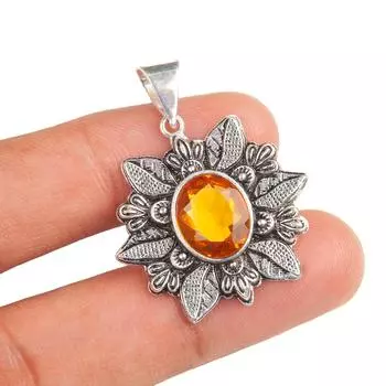 Редкий цитрин драгоценный камень 925 стерлинговое серебро ювелирные изделия ручной работы кулон-цветок 1,59 CP-14-1
