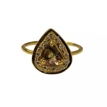 Редкий драгоценный камень арбуз, турмалин, груша, стерлинговое серебро 925 пробы, размер 6,75 США 6.75 US