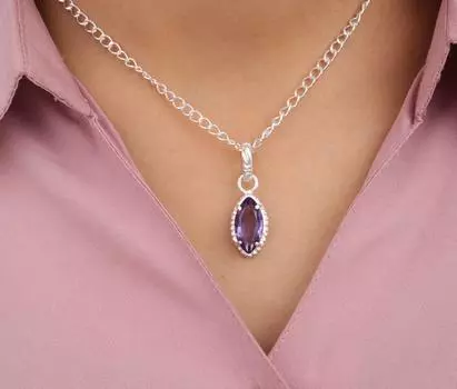 Редкий драгоценный камень иолит Ювелирные изделия из стерлингового серебра 925 пробы Подвеска ручной работы для женщин Подарок PP-59-6