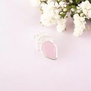 Редкий драгоценный камень Розовый Халцедон Серебро 925 пробы Ювелирная подвеска 1,01 Для подарка PP-56-19