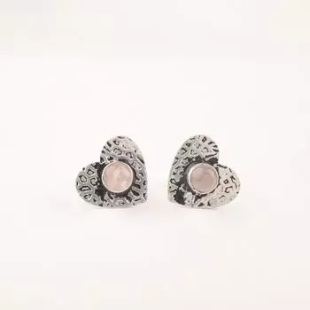 Редкий драгоценный камень Розовый Кварц Ювелирные изделия из стерлингового серебра 925 пробы Ручной работы Женские серьги-пусеты 0,6 EE-143-21