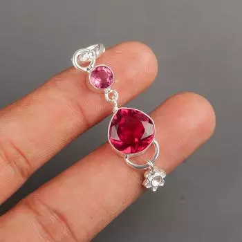 Редкий драгоценный камень розовый турмалин, ювелирные изделия из стерлингового серебра 925 пробы, кулон ручной работы 2,00 PP-5-18